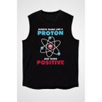 Darkhane Fizik Atom Proton Pozitif Siyah Unisex Kolsuz Tişört Kesik Kol T-Shirt - 001-Siyah - XL