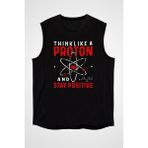 Darkhane Fizik Proton Pozitif Siyah Unisex Kolsuz Tişört Kesik Kol T-Shirt - 001-Siyah - 2XL