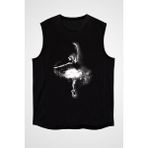 Darkhane Galaksi Balerin Siyah Unisex Kolsuz Tişört Kesik Kol T-Shirt - 001-Siyah