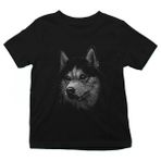 Darkhane Geceyarısı Sibirya Kurdu Husky Haski Siyah Unisex Çocuk Tişört T-Shirt - 001-Siyah - 3 - 4 Yaş