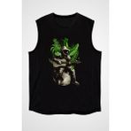 Darkhane Gitarist Astronot Siyah Unisex Kolsuz Tişört Kesik Kol T-Shirt - 001-Siyah
