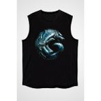 Darkhane Göktürk Bozkurt Siyah Unisex Kolsuz Tişört Kesik Kol T-Shirt - 001-Siyah - XL