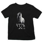 Darkhane Göktürk Uluyan Kurt Siyah Unisex Çocuk Tişört T-Shirt - 001-Siyah - 9 - 10 Yaş