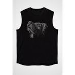 Darkhane Golden Retriever Eskiz Siyah Unisex Kolsuz Tişört Kesik Kol T-Shirt - 001-Siyah