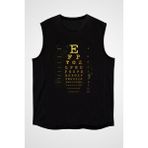 Darkhane Göz Grafiği Diyagramı Siyah Unisex Kolsuz Tişört Kesik Kol T-Shirt - 001-Siyah