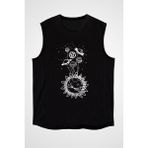 Darkhane Güneş ve Gezegenler Siyah Unisex Kolsuz Tişört Kesik Kol T-Shirt - 001-Siyah