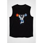 Darkhane Halterci Astronot Siyah Unisex Kolsuz Tişört Kesik Kol T-Shirt - 001-Siyah - 2XL