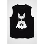 Darkhane Hipster Bull Teriyer Siyah Unisex Kolsuz Tişört Kesik Kol T-Shirt - 001-Siyah - XL