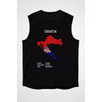 Darkhane Hırvatistan Siyah Unisex Kolsuz Tişört Kesik Kol T-Shirt - 001-Siyah - 2XL