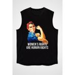 Darkhane Kadınlar Günü Siyah Unisex Kolsuz Tişört Kesik Kol T-Shirt - 001-Siyah - 2XL