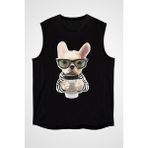 Darkhane Kahve Tiryakisi Bulldog Siyah Unisex Kolsuz Tişört Kesik Kol T-Shirt - 001-Siyah