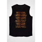 Darkhane Kaplan Deseni Siyah Unisex Kolsuz Tişört Kesik Kol T-Shirt - 001-Siyah - 2XL