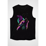 Darkhane Karga ve Kurt Siyah Unisex Kolsuz Tişört Kesik Kol T-Shirt - 001-Siyah - 2XL