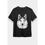 Darkhane Karizma Sibirya Kurdu Husky Haski Siyah Unisex Tişört T-Shirt - 001-Siyah