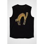 Darkhane Kedi Siyah Unisex Kolsuz Tişört Kesik Kol T-Shirt - 001-Siyah
