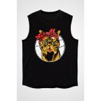 Darkhane Kedicik Siyah Unisex Kolsuz Tişört Kesik Kol T-Shirt - 001-Siyah - XL