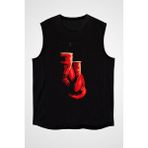Darkhane Kick Boks Eldivenleri Siyah Unisex Kolsuz Kesik Kol T-Shirt - 001-Siyah - XS