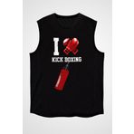 Darkhane Kick boks Siyah Unisex Kolsuz Tişört Kesik Kol T-Shirt VKK-7897