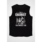 Darkhane Kimya Bilimi Siyah Unisex Kolsuz Tişört Kesik Kol T-Shirt - 001-Siyah