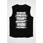 Darkhane Köpek Kemiği Siyah Unisex Kolsuz Kesik Kol T-Shirt - 001-Siyah
