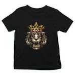 Darkhane Kral Taçlı Aslan Siyah Unisex Çocuk Tişört T-Shirt - 001-Siyah - 9 - 10 Yaş