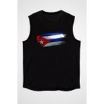Darkhane Küba - Cuba Siyah Unisex Kolsuz Tişört Kesik Kol T-Shirt - 001-Siyah
