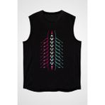 Darkhane Kürek Siyah Unisex Kolsuz Kesik Kol T-Shirt - 001-Siyah - XS