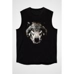 Darkhane Kurt Siyah Unisex Kolsuz Tişört Kesik Kol T-Shirt - 001-Siyah - M