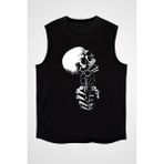 Darkhane Kuru Kafa Siyah Unisex Kolsuz Tişört Kesik Kol T-Shirt - 001-Siyah
