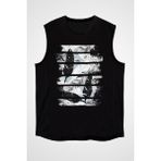 Darkhane Kuş Tüyleri Siyah Unisex Kolsuz Tişört Kesik Kol T-Shirt - 001-Siyah
