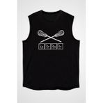 Darkhane Lakros Siyah Unisex Kolsuz Tişört Kesik Kol T-Shirt - 001-Siyah