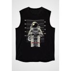 Darkhane Mahkum Astronot Siyah Unisex Kolsuz Tişört Kesik Kol T-Shirt - 001-Siyah - XL