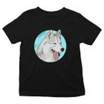 Darkhane Mavi Gözlü Sibirya Kurdu Husky Haski Siyah Unisex Çocuk Tişört T-Shirt - 001-Siyah - 5 - 6 Yaş