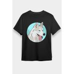 Darkhane Mavi Gözlü Sibirya Kurdu Husky Haski Siyah Unisex Tişört T-Shirt - 001-Siyah