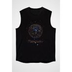 Darkhane Merkür Çizim Siyah Unisex Kolsuz Tişört Kesik Kol T-Shirt - 001-Siyah - XL