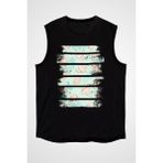 Darkhane Midye ve Mercanlar Siyah Unisex Kolsuz Tişört Kesik Kol T-Shirt - 001-Siyah - XS