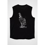 Darkhane Mikroskop Siyah Unisex Kolsuz Tişört Kesik Kol T-Shirt - 001-Siyah - 2XL
