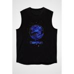 Darkhane Neptün Çizim Siyah Unisex Kolsuz Tişört Kesik Kol T-Shirt - 001-Siyah - XL