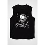 Darkhane Okçu Astronot Siyah Unisex Kolsuz Tişört Kesik Kol T-Shirt - 001-Siyah
