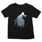 Darkhane Ormanda Uluyan Kurt Siyah Unisex Çocuk Tişört T-Shirt - 001-Siyah - 9 - 10 Yaş