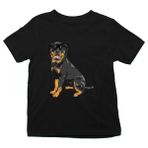 Darkhane Oturan Rottweiler Siyah Unisex Çocuk Tişört T-Shirt - 001-Siyah - 5 - 6 Yaş