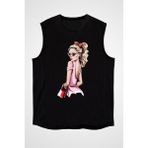 Darkhane Pembe Elbise Fashion Moda Siyah Unisex Kolsuz Tişört Kesik Kol T-Shirt - 001-Siyah - 2XL