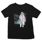 Darkhane Pembe Kürk Tarzlı Kız Fashion Siyah Unisex Çocuk Tişört T-Shirt - 001-Siyah - 7 - 8 Yaş