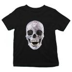 Darkhane Pırlanta Taşlı Kurukafa Siyah Unisex Çocuk Tişört T-Shirt - 001-Siyah - 5 - 6 Yaş