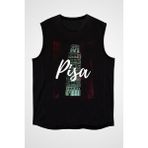 Darkhane Pisa Kulesi Siyah Unisex Kolsuz Tişört Kesik Kol T-Shirt - 001-Siyah