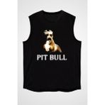 Darkhane Pit Bull Köpek Siyah Unisex Kolsuz Tişört Kesik Kol T-Shirt - 001-Siyah - 2XL