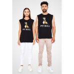 Darkhane Pit Bull Köpek Siyah Unisex Kolsuz Tişört Kesik Kol T-Shirt - 001-Siyah - XL