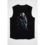 Darkhane Polis Siyah Unisex Kolsuz Tişört Kesik Kol T-Shirt - 001-Siyah
