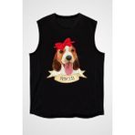Darkhane Prenses Beagle Siyah Unisex Kolsuz Tişört Kesik Kol T-Shirt - 001-Siyah