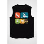 Darkhane Renkli Bull Teriyer Siyah Unisex Kolsuz Tişört Kesik Kol T-Shirt - 001-Siyah